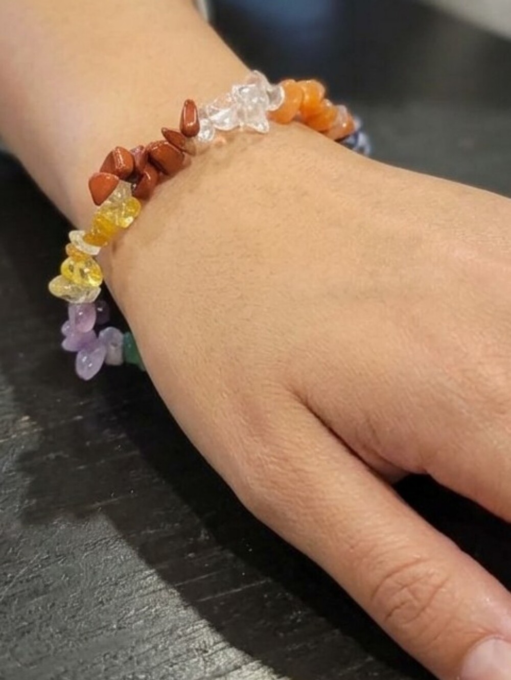 Multi-Color Chakra Chip Bracelet - Crystal - Smaller Wrists